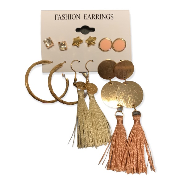 NWT | Fashion Earrings | 6 Pairs of Hoop, Stud & Dangly Earrings - Picture 1 of 6